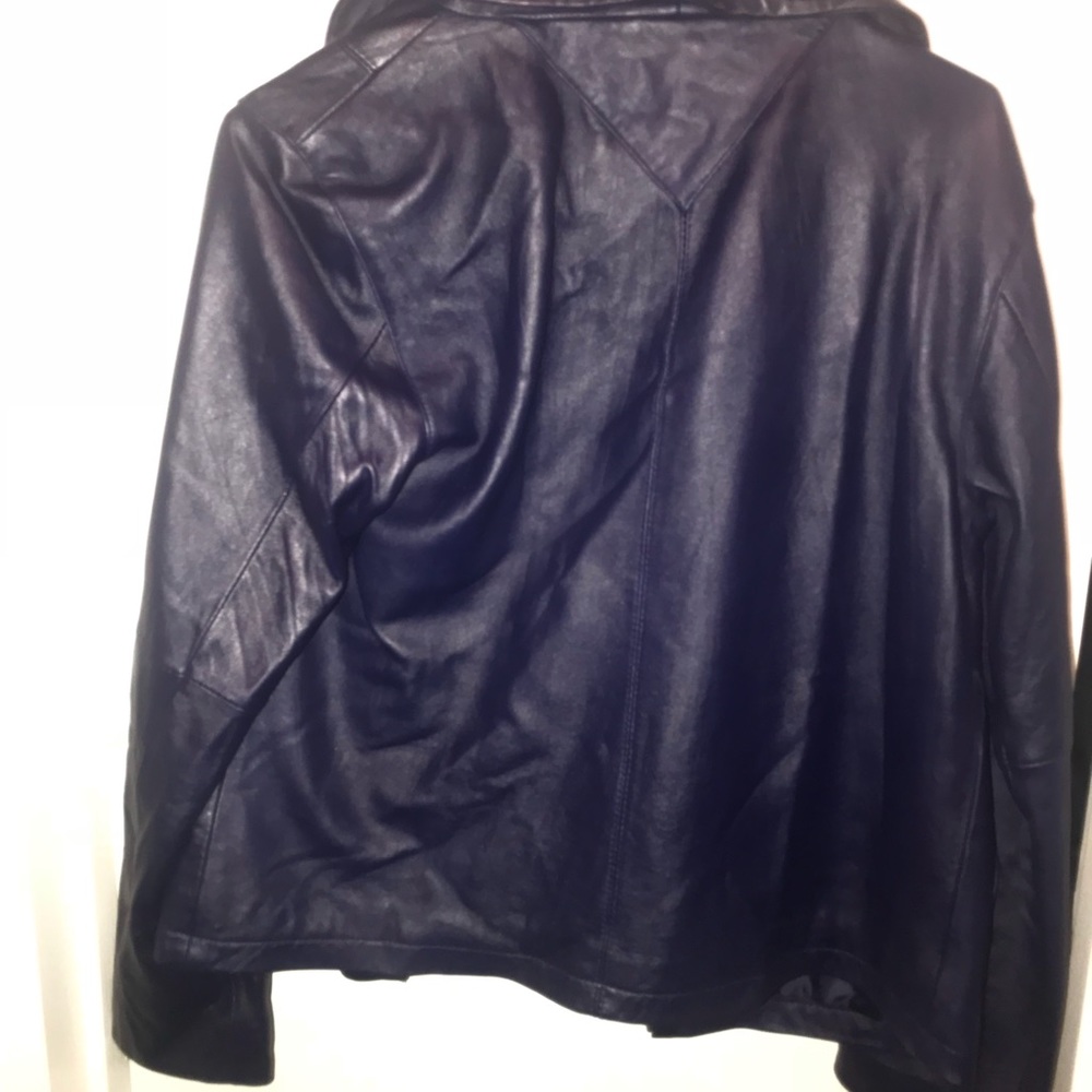 Dark blue leather jacket